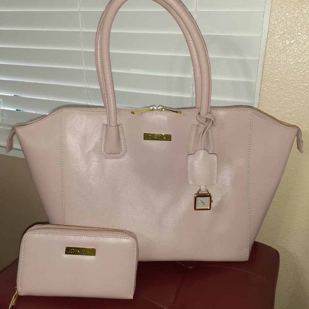 JOY & IMAN Leather Best Friend City Satchel Blush